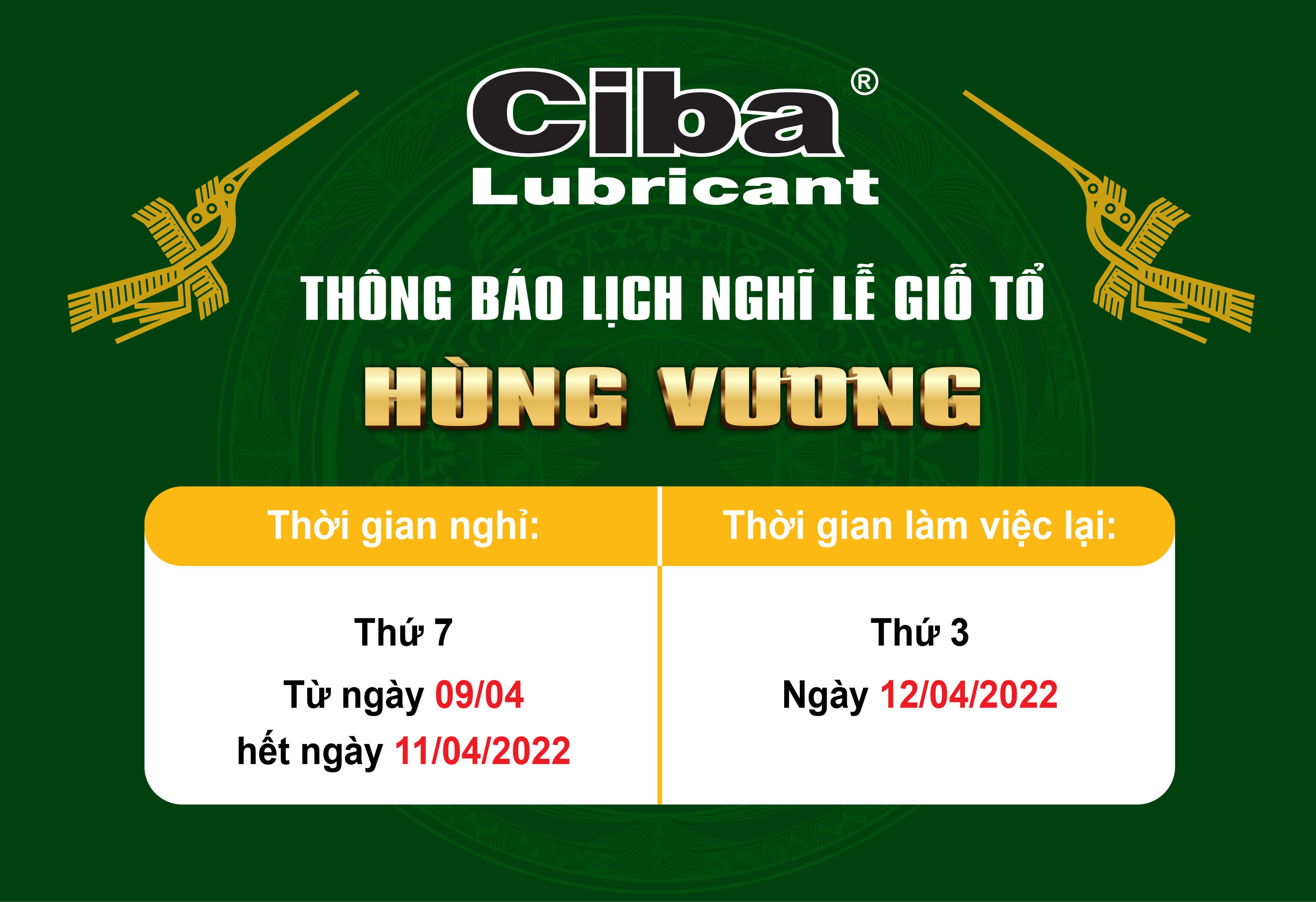 Thông báo lịch nghỉ Lễ Giỗ Tổ Hùng Vương 2022